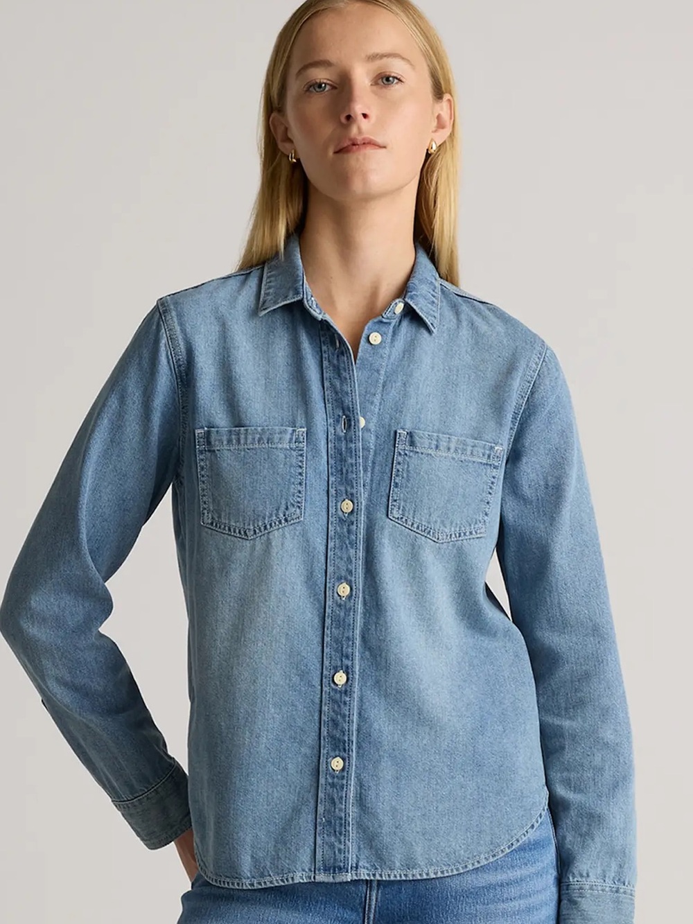 Quince Distressed Denim Shirt